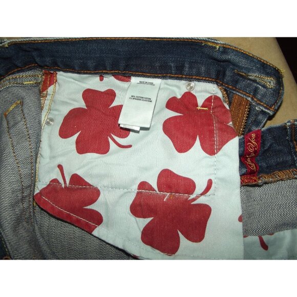 Lucky Brand Shorts 6/28 Abbey Short Blue Denim Jean Cutoff Stars Distressed - Picture 9 of 13